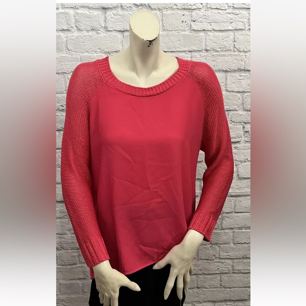 APT. 9 PINK MULTI TEXTURE LONG SLEEVE SWEATER SIZE L